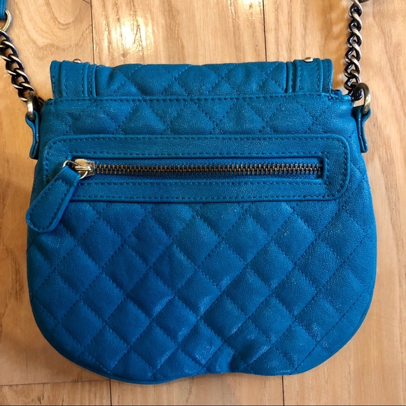 Teal Quilted Leather & Gold Studded Crossbody Bag - Picture 7 of 7